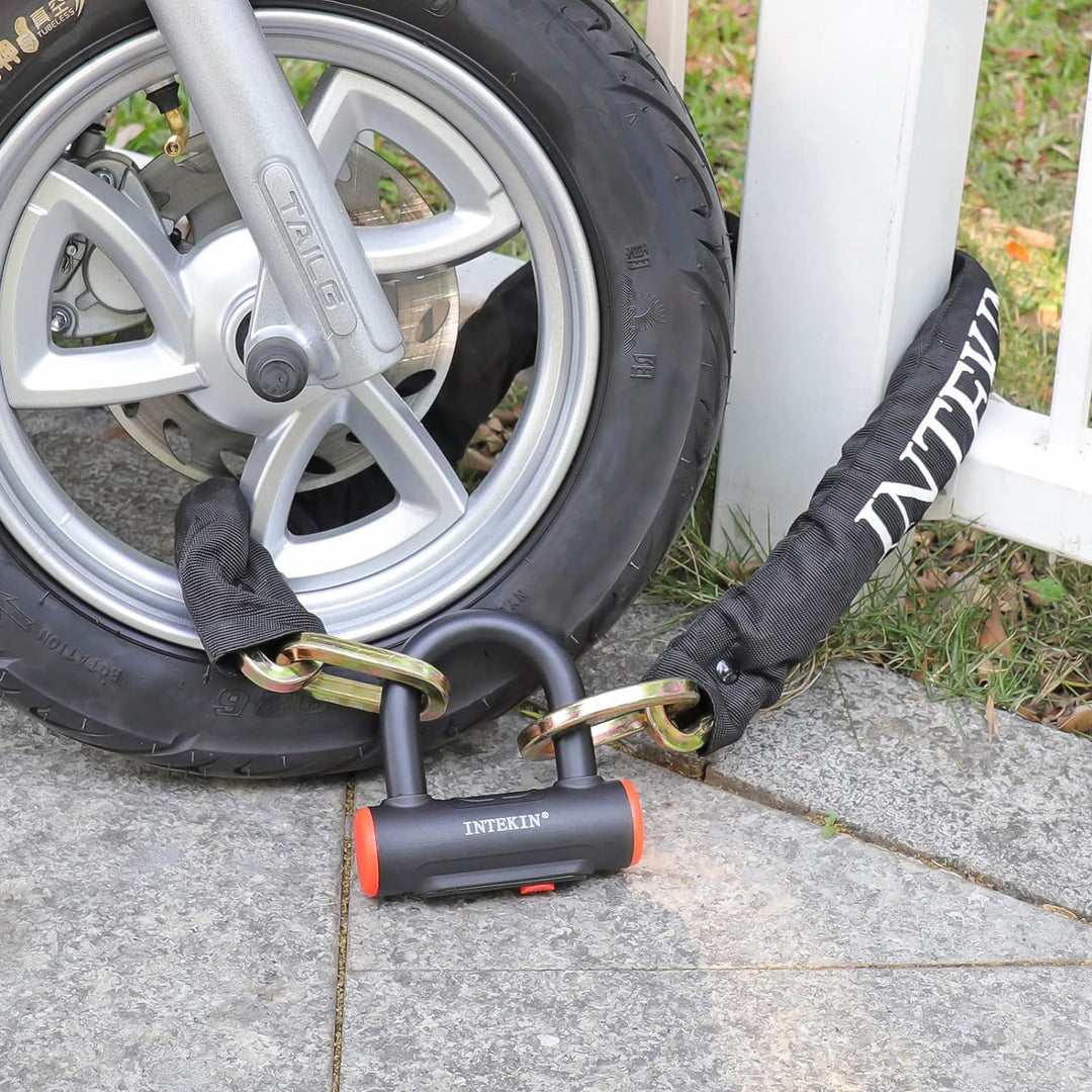 INTEKIN Fahrrad Kettenschloss aus 8mm gehärtetem Stahl, 96cm lang Motorradschloss/Fahrradschloss Ket