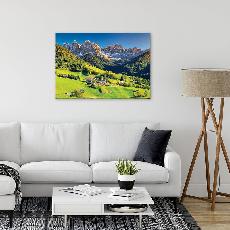 Bilder Berge Alpen Landschaft Grün Natur 80x60 cm Modern Canvas Leinwandbild XXL Schlafzimmer Wohnzi