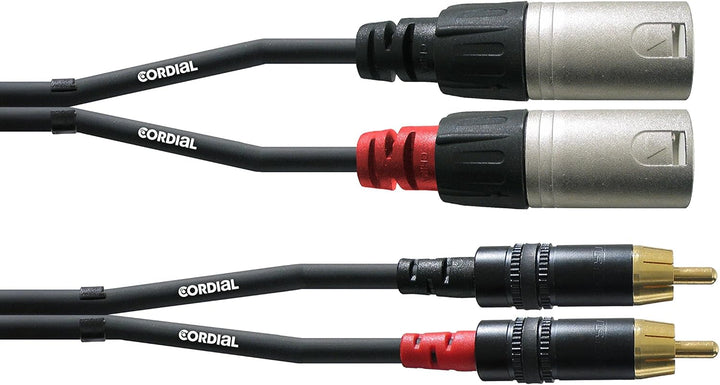 CORDIAL Kabel audio doppelt XLR male/Rca 3 m Kabel AUDIO Essentials RCA 3 M Single Noir, 3 M Single