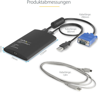 StarTech.com USB Crash Cart Adapter - Portables KVM Adapter - Laptop KVM Konsole für Headless Geräte