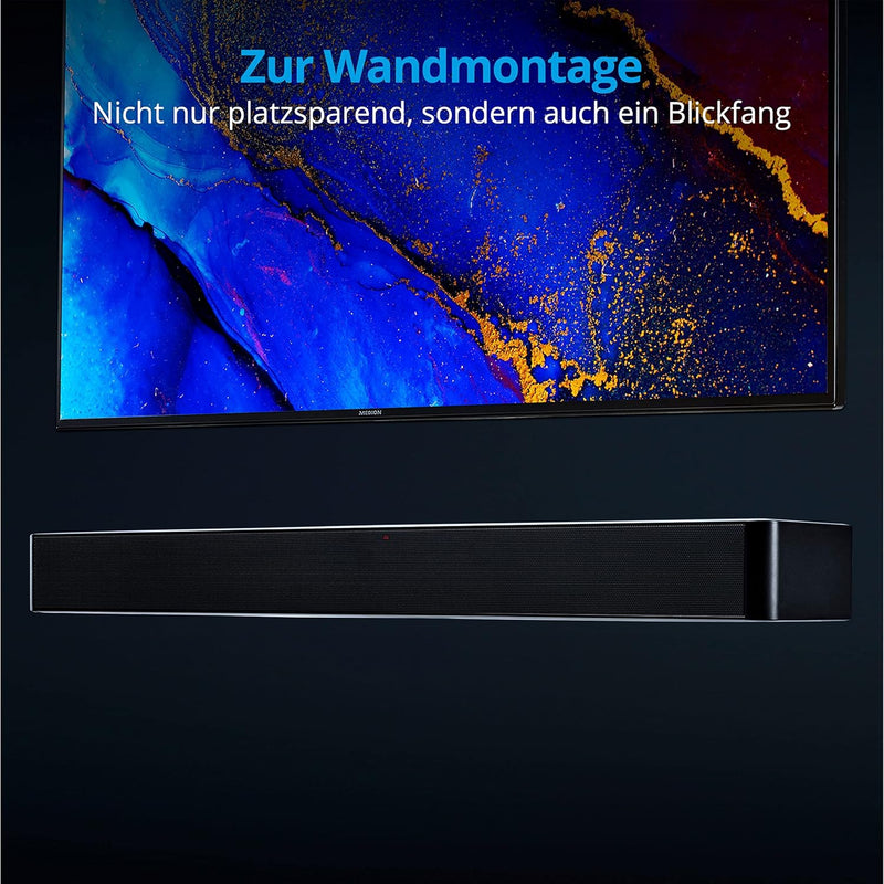 MEDION P61155 2.0 Soundbar mit Bluetooth (inkl. Fernbedienung, Touch-Steuerung, HDMI (ARC), AUX, opt