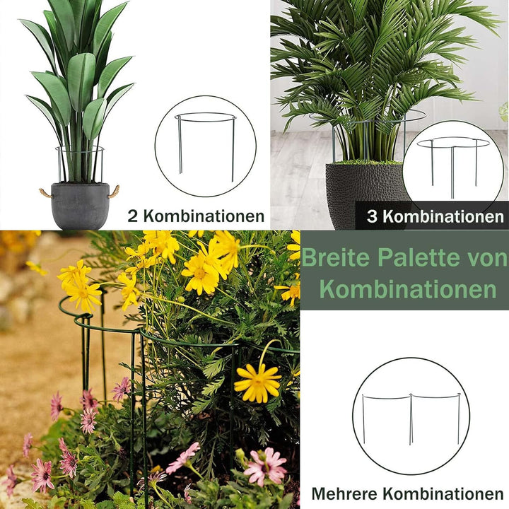 8 Stück pflanzenstütze, ASSUGO staudenhalter rund aus beschichtetem Stahl, Metall Garden Halbrund St
