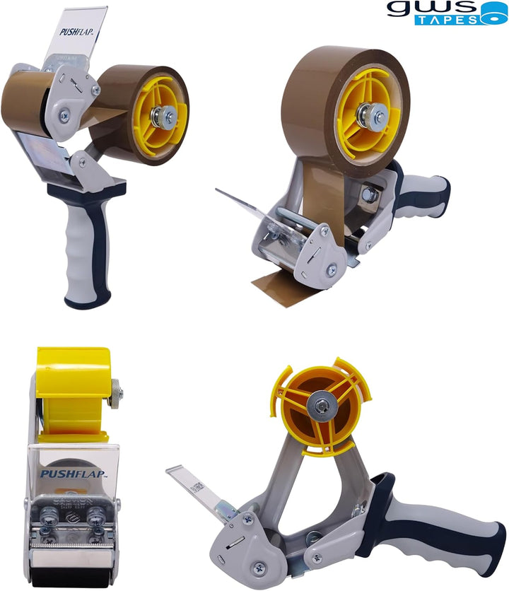 gws 20 Stück Packband Handabroller, hochwertiger Paketbandroller, stabiler Metallrahmen inkl Sicherh