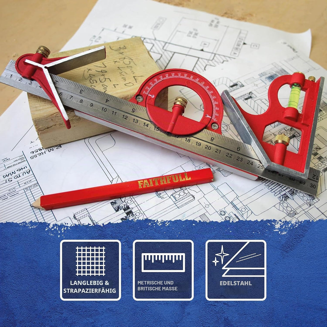 Faithfull - Kombination Square Set 300mm (12 Zoll) - FAICS300SET, Multi 1 Multi, 1 Multi