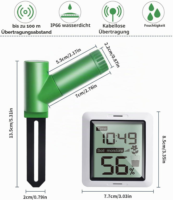ECOWITT WH0291 Bodenfeuchtigkeitsprüfer für Pflanzen Erde Feuchtigkeitssensor mit digitalem LCD-Disp