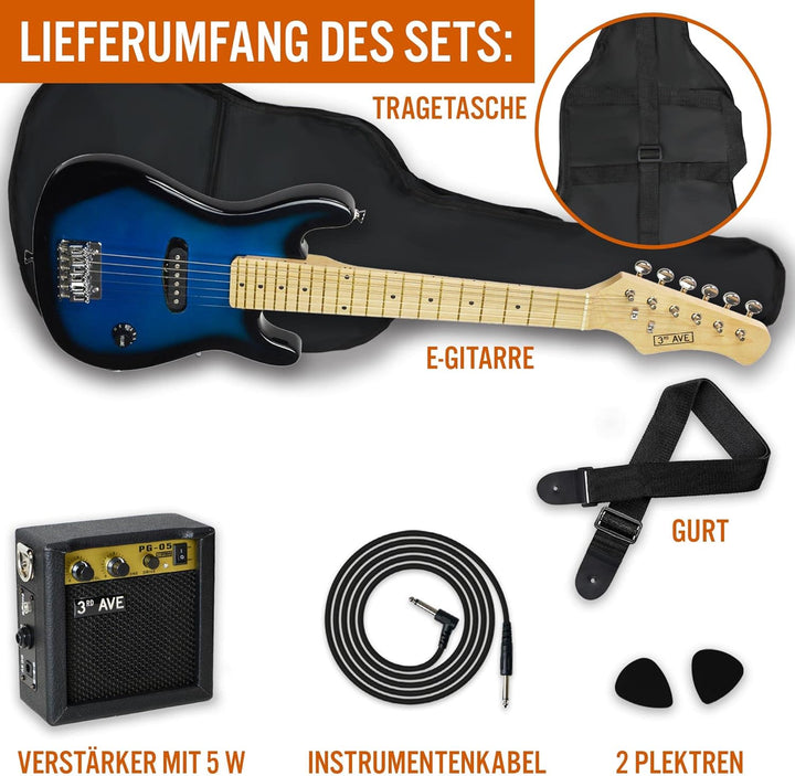 3rd Avenue E-Gitarrenset für Kinder in 1/4-Grösse, Junior-Gitarre für Anfänger – mit 6 Monate KOSTEN