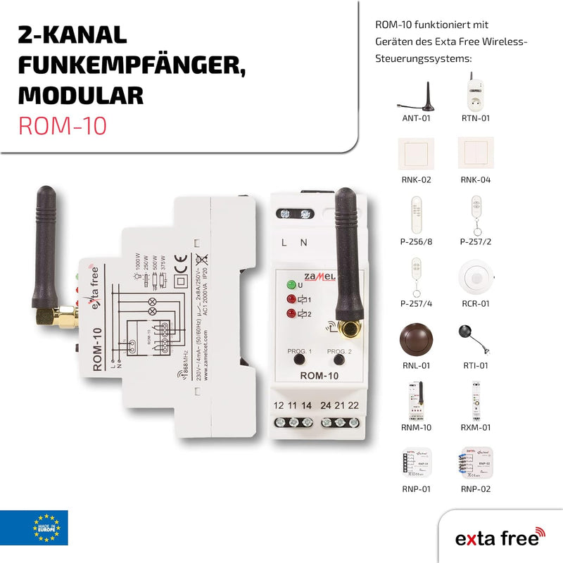 EXTA FREE 2- Kanal Funkempfänger, modular, 1 Stück, ROM- 10