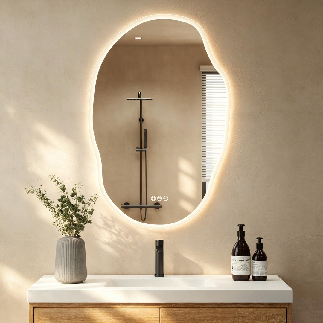 S'bagno Badspiegel-mit-Beleuchtung 600x900 mm, Badezimmerspiegel-mit-Beleuchtung und Bluetooth, Entf