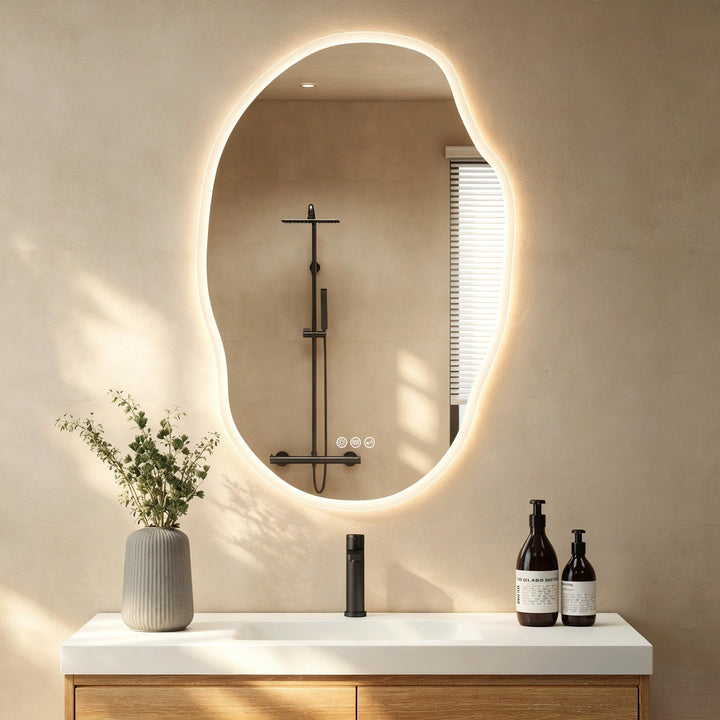 S'bagno Badspiegel-mit-Beleuchtung 600x900 mm, Badezimmerspiegel-mit-Beleuchtung und Bluetooth, Entf