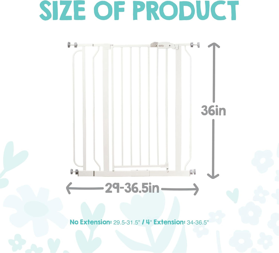Regalo Easy Step Baby-Schutzgitter, Druckbefestigung, inklusive Verlängerungs-Kit (104 cm) Weiss, We