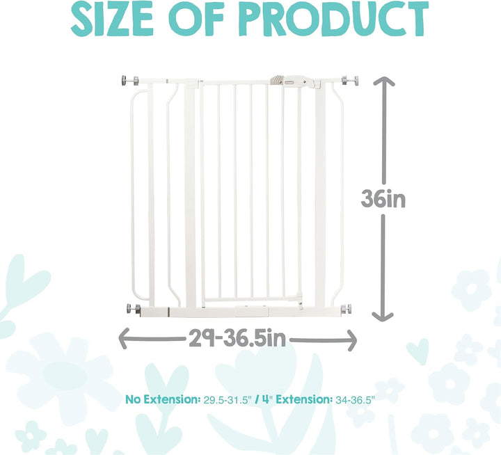 Regalo Easy Step Baby-Schutzgitter, Druckbefestigung, inklusive Verlängerungs-Kit (104 cm) Weiss, We