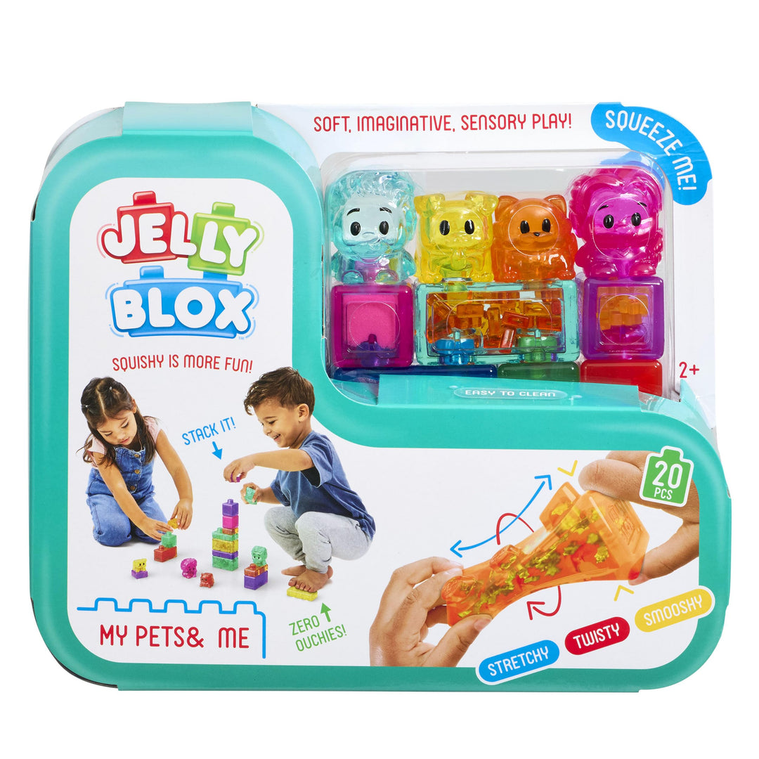 Jelly Blox - My Pets and Me Set, Mein Haustier und ich Set, 20 weiche Spielblöcke, Konstruktionsspie
