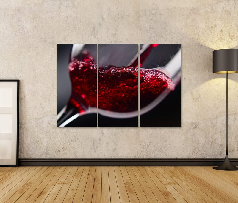 Bild auf Leinwand Rotwein In Weinglas Auf Schwarzem Hintergrund Wandbild Poster Kunstdruck Bilder Fo