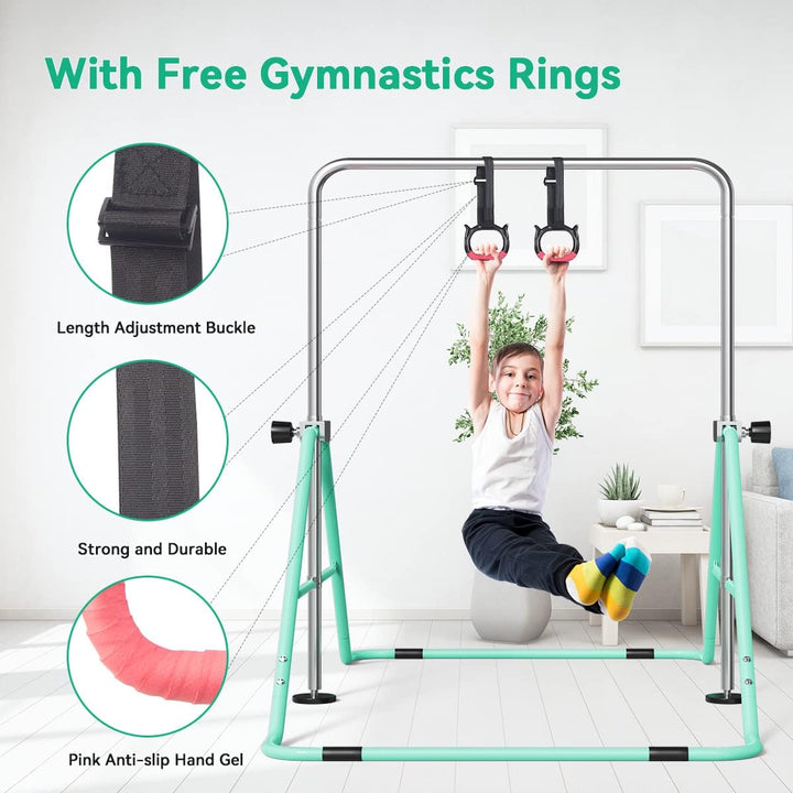 Gymnastikstange Kinder Reckstange Indoor Outdoor Faltbar Höhenverstellbar Grün, Grün