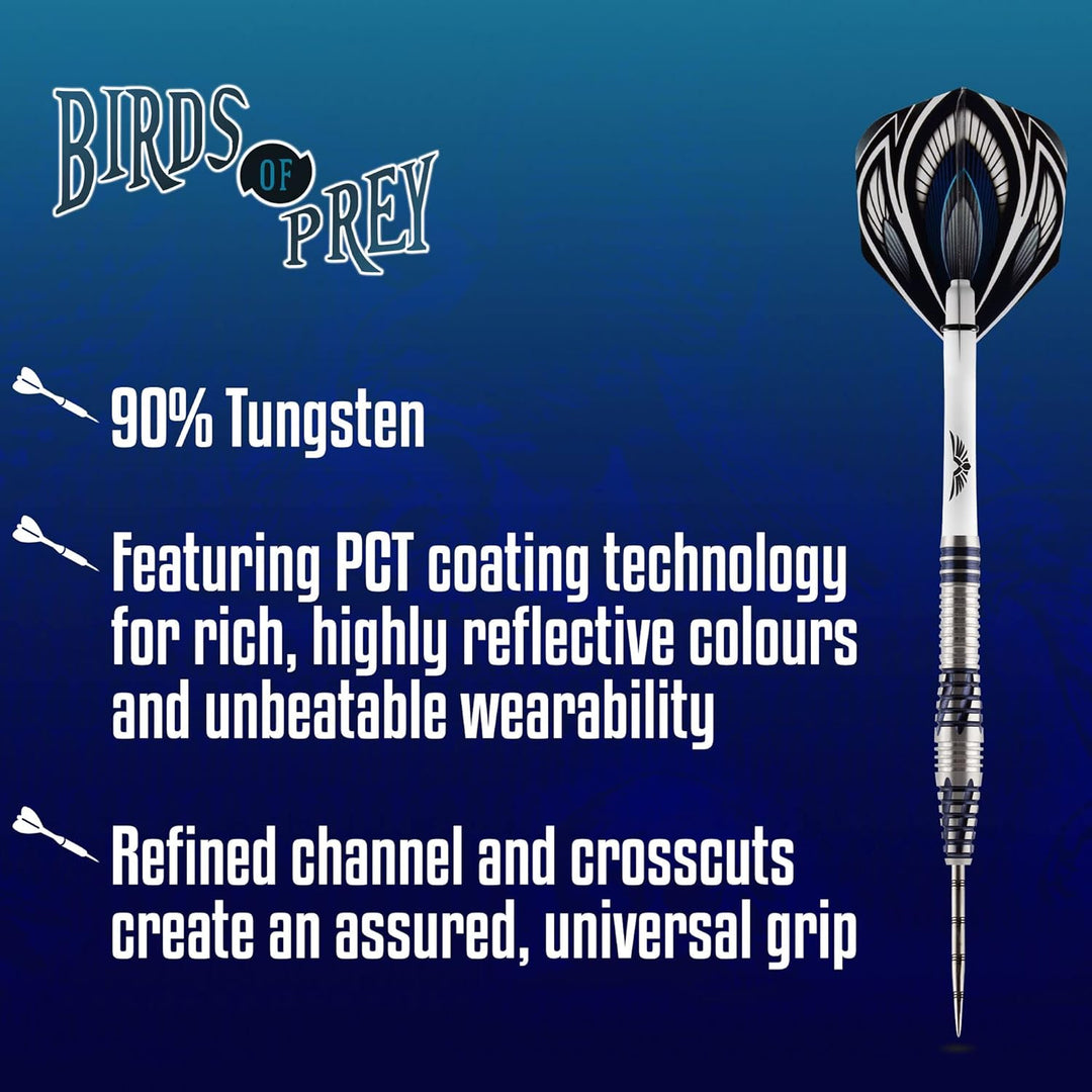 Birds of Prey Falcon Steel Tip Dart Set | 90% Tungsten Barrels | Steeltip Darts mit Schäften und Fli