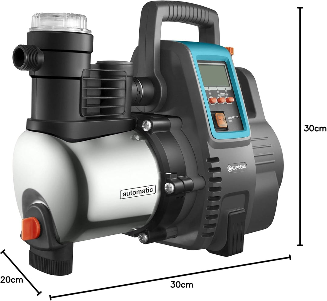 Gardena Premium Hauswasserautomat 6000/6E LCD Inox: Hauswasserpumpe & 01729-20 Gartenarbeit, Grau, 2