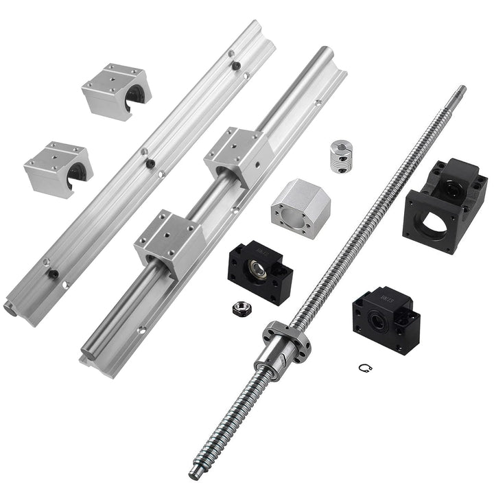 CNCYEAH Linearführung SBR16 500mm Linearschiene mit 4PCS Gleitblock + SFU1605 500mm Kugelumlaufspind
