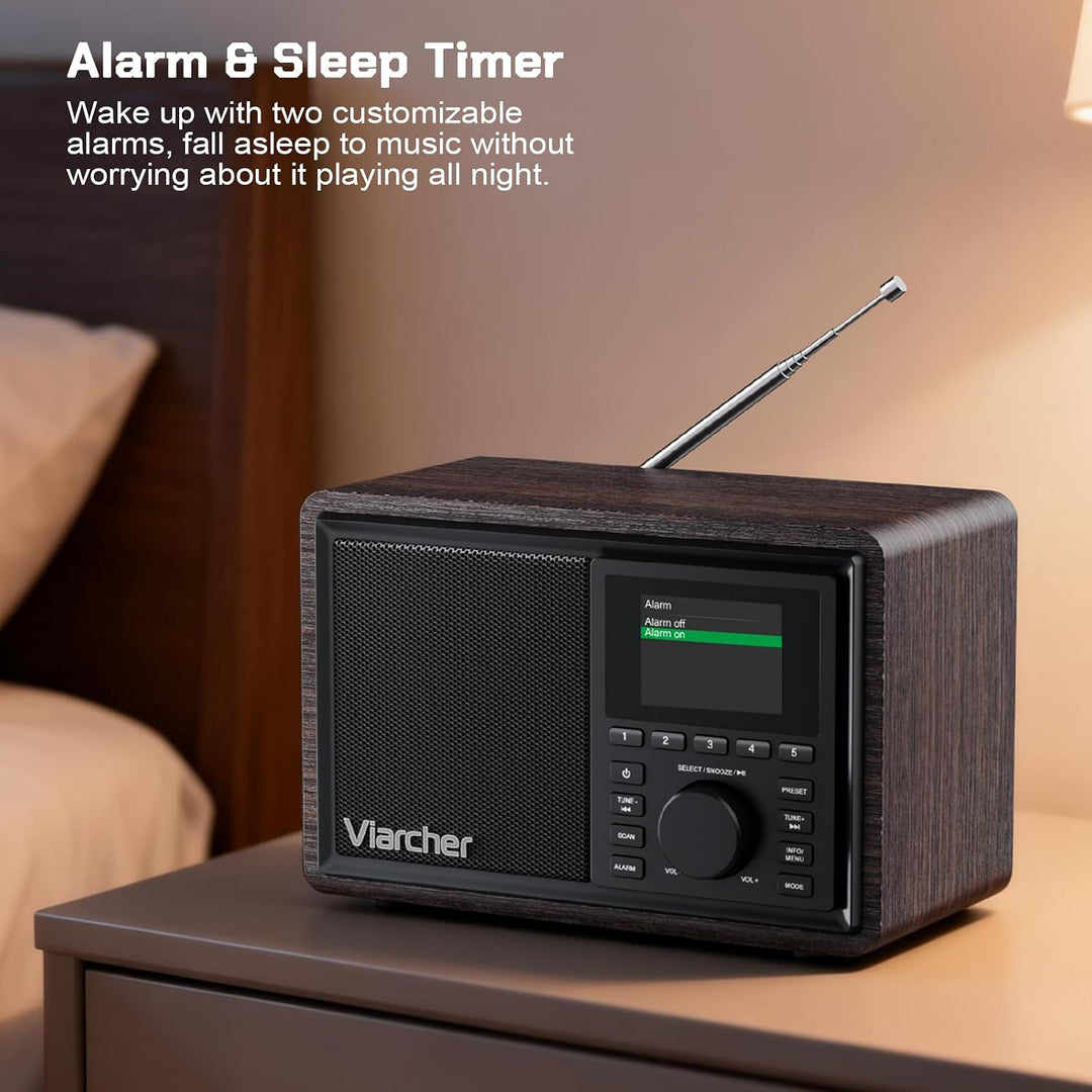 DAB/DAB+ & FM Digitalradio mit Bluetooth, Küchenradio mit Dual-Weckfunktion, Schlaf-Timer, 60 Sender