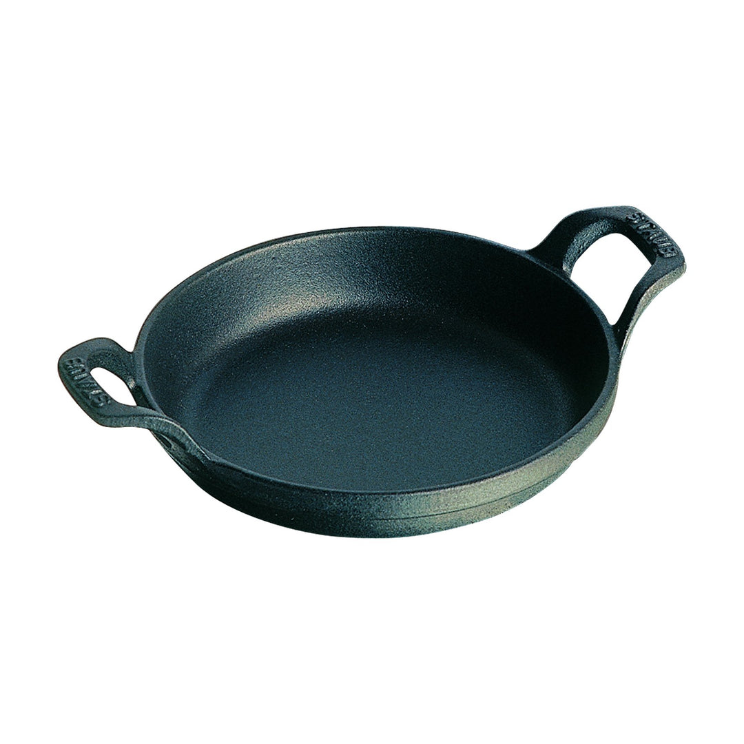 Staub 1301623 stapelbare Auflaufform, rund 16 cm, 0,4 L mit mattschwarzer Emaillierung im Inneren de