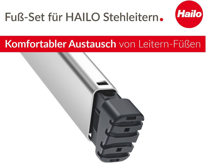 Hailo Leiter-Fuss-Set - Ersatzfüsse für Hailo ProfiLine Stufenleitern - 43 x 20 und 35 x 20 mm Holme