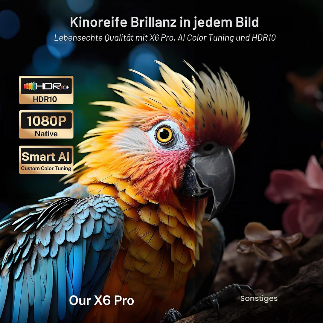 4K Unterstützung Smart Beamer HiFi Audio/KI-Sprachsteuerung/HDR10+/800 ANSI | Native 1080P FHD Heimk