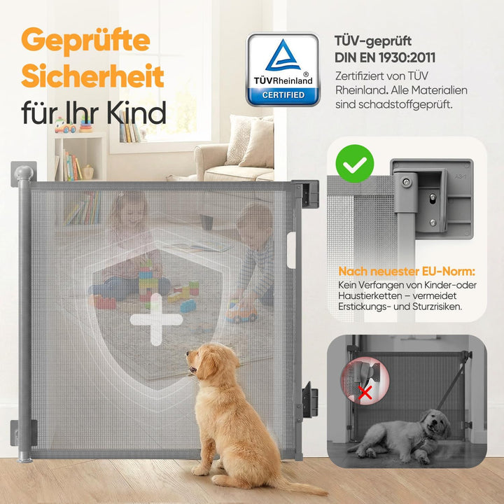 Sekey Treppenschutzgitter Ausziehbar 0-150 cm, Höhe 97 cm,Treppenschutzgitter ohne Bohren, Kindersch