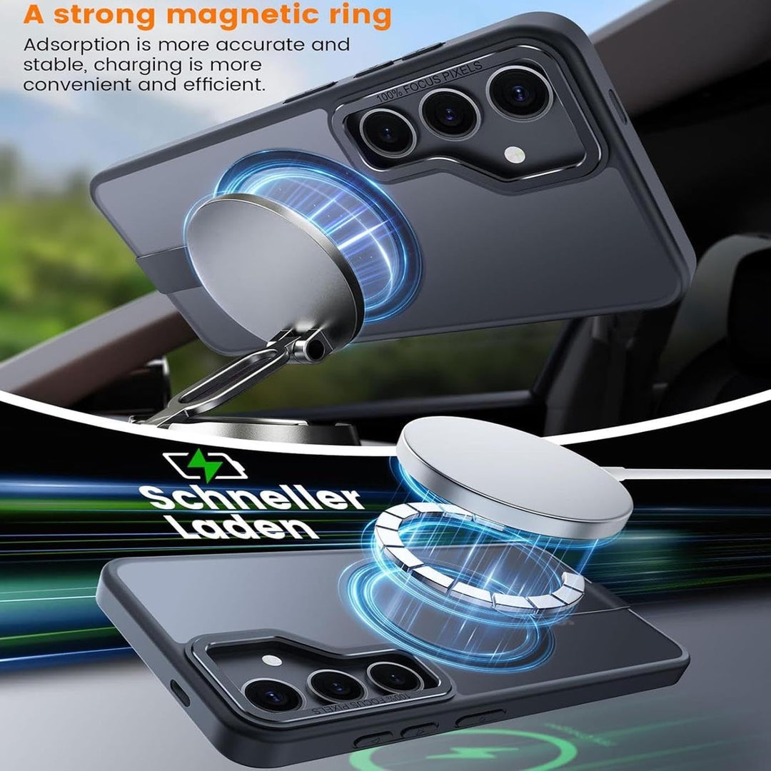 Verco Handyhülle für Samsung Galaxy S25 Plus Hülle, Kompatibel mit Magnet Ladepads Metall Ständer Ma