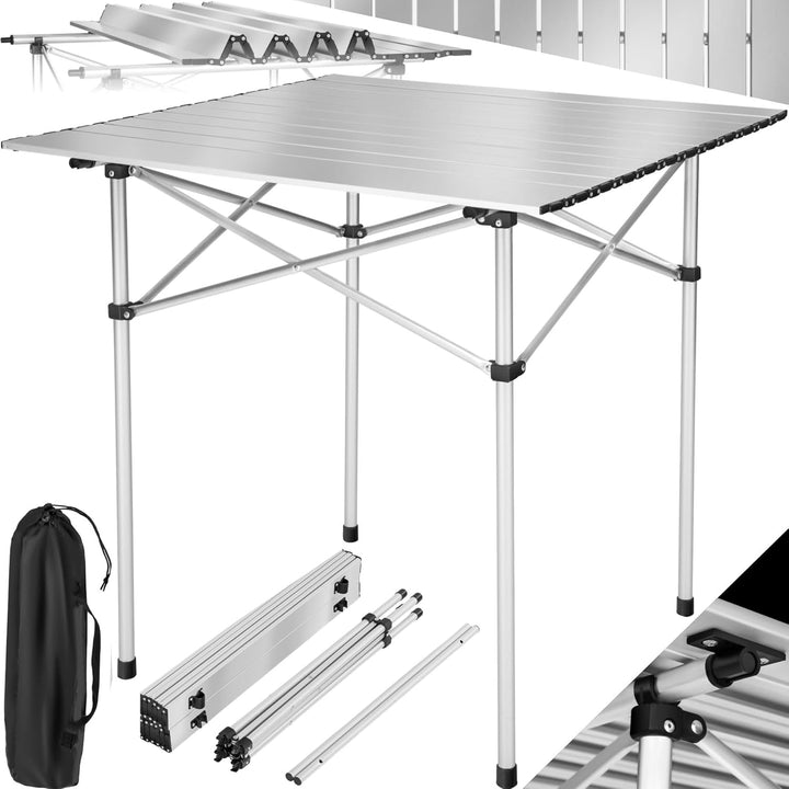 tectake® Camping Klapptisch, 70x70x70 cm, Kleiner Gartentisch, Beistelltisch, Balkontisch, Campingti