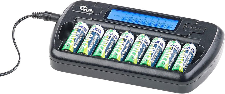 tka Köbele Akkutechnik Accu Ladegerät: Ladegerät für 8 AA(A)-Akkus, LCD-Display und Einzelschacht-Üb