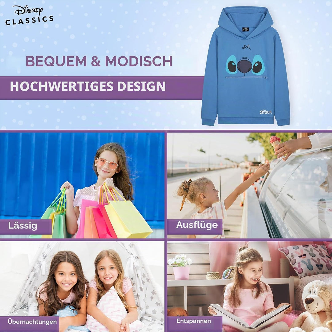 Disney Stitch Pullover Mädchen, Warm, Weich &amp; Trendy, Hoodie Kapuzenpullover für Kinder, Geschenke f