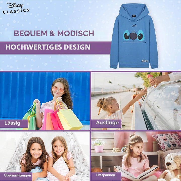 Disney Stitch Pullover Mädchen, Warm, Weich &amp; Trendy, Hoodie Kapuzenpullover für Kinder, Geschenke f