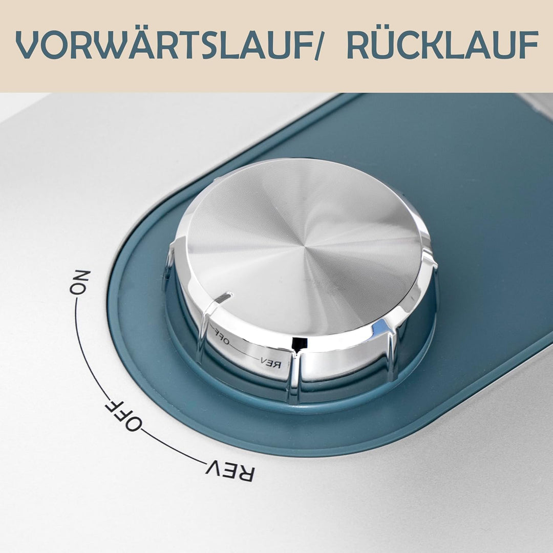 Fleischwolf elektrisch 1500 W (Blocking Power), Edelstahl-Schneidsatz, 3 Lochscheiben 3/5/7 mm, Vorw
