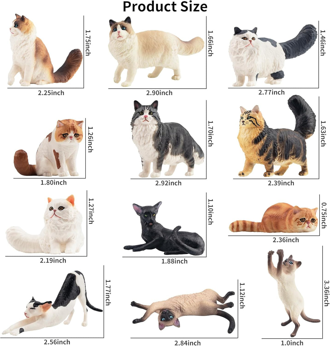 Katze Figuren Playset, 12PCS niedliche Miniatur Katze Figur Spielzeug, Kuchen Topper für Geburtstags