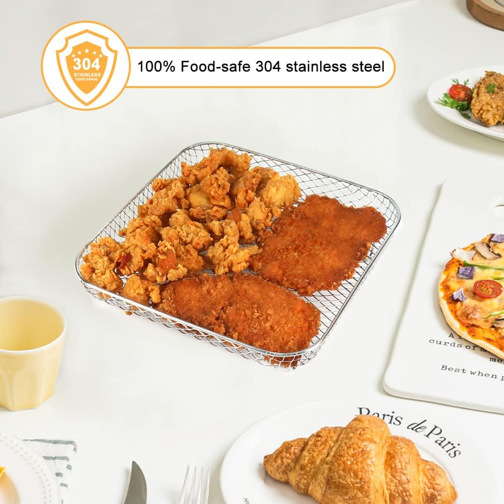 Air Fryer Racks, Square Drei Schichten Stapeln 304 Edelstahl Rack, Air Fryer Korb Tray, Air Fryer Zu
