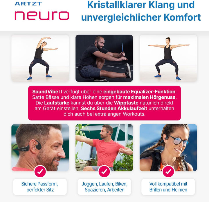 SoundVibe II Knochenschall-Kopfhörer | Kabellos | Wasserdicht IPX6 | USB-C | Low Latency | Leichtgew