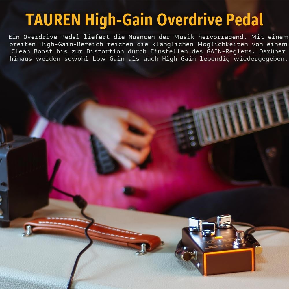 JOYO Overdrive Distortion Pedal R Series High Gain OD Clean Boost to Dist für E-Gitarren-Effekt (Tau