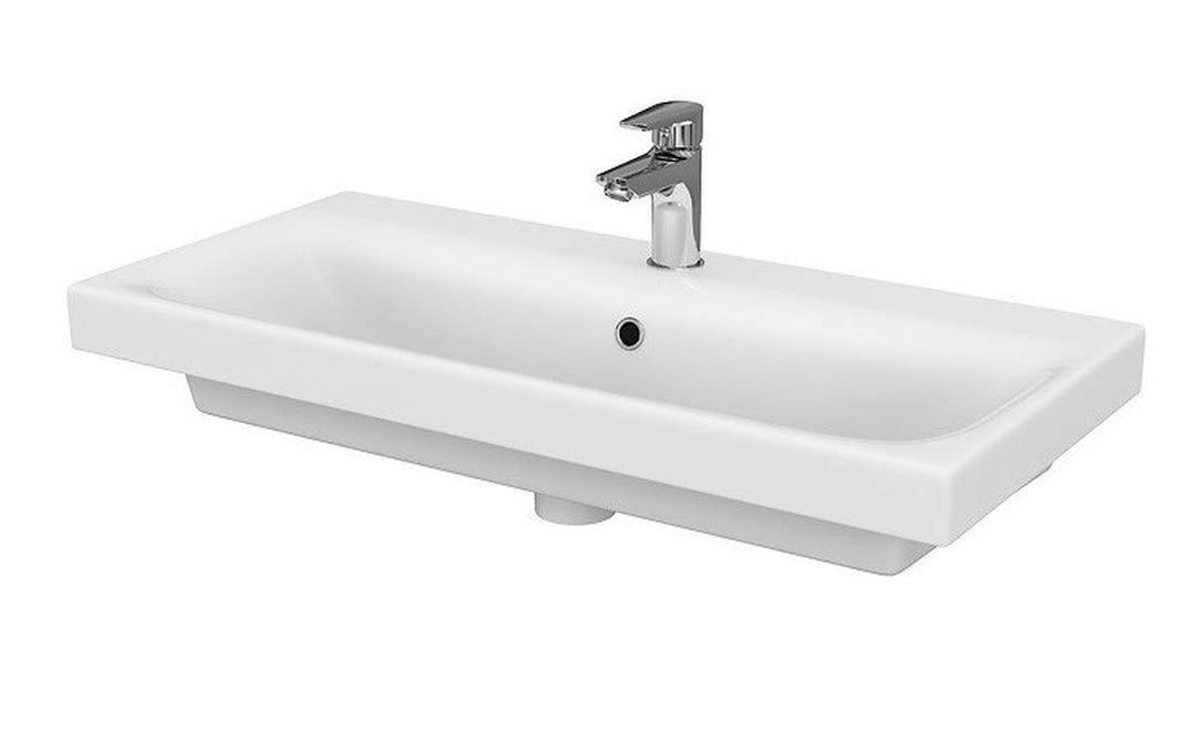 VBChome Moduo- Kollektion Moduo 80cm x 45cm Waschtisch für Unterschrank Einbau Waschbecken mit Überl