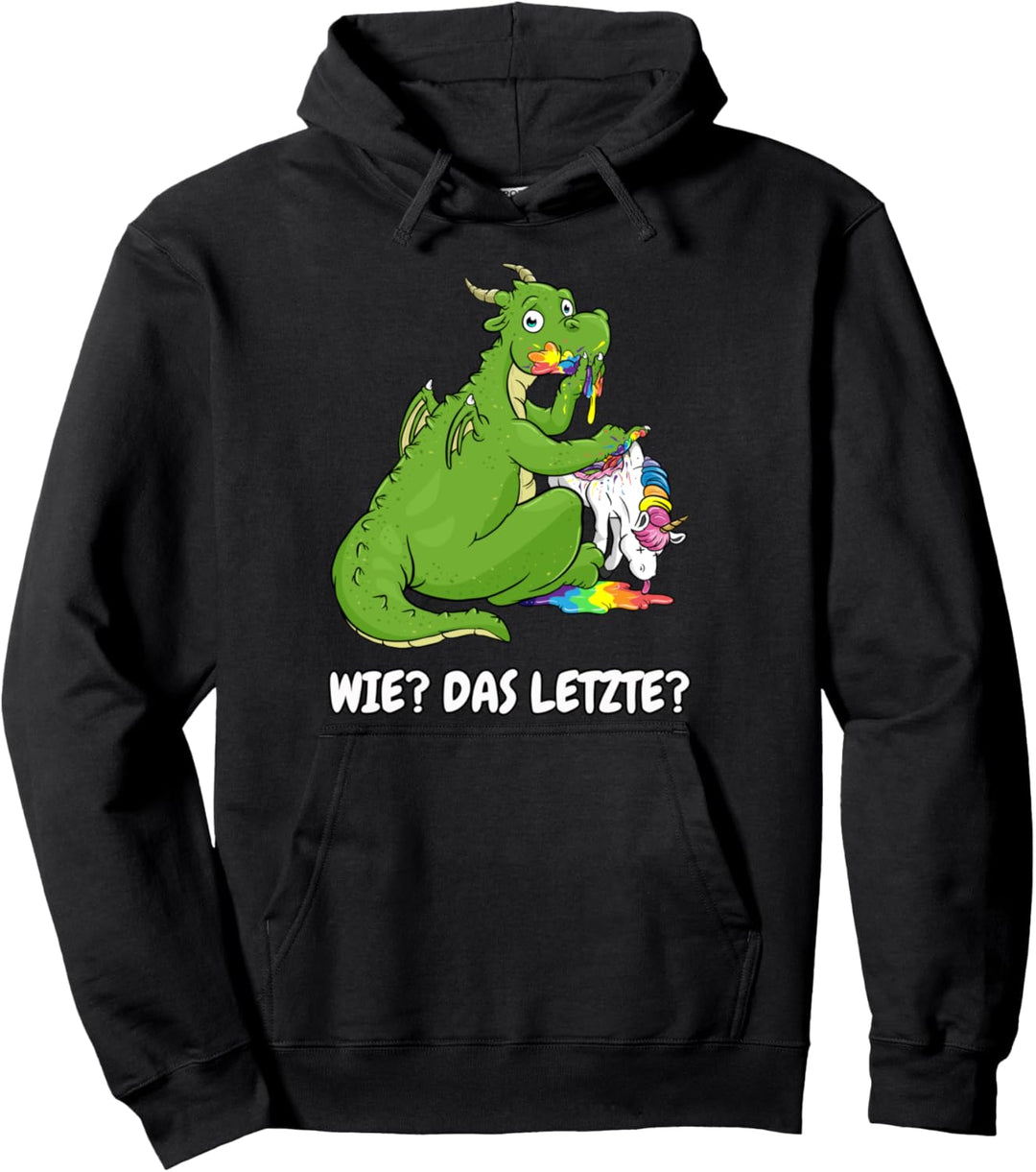 lustiger Drachen Shirt das letzte Drache frisst Einhorn Pullover Hoodie