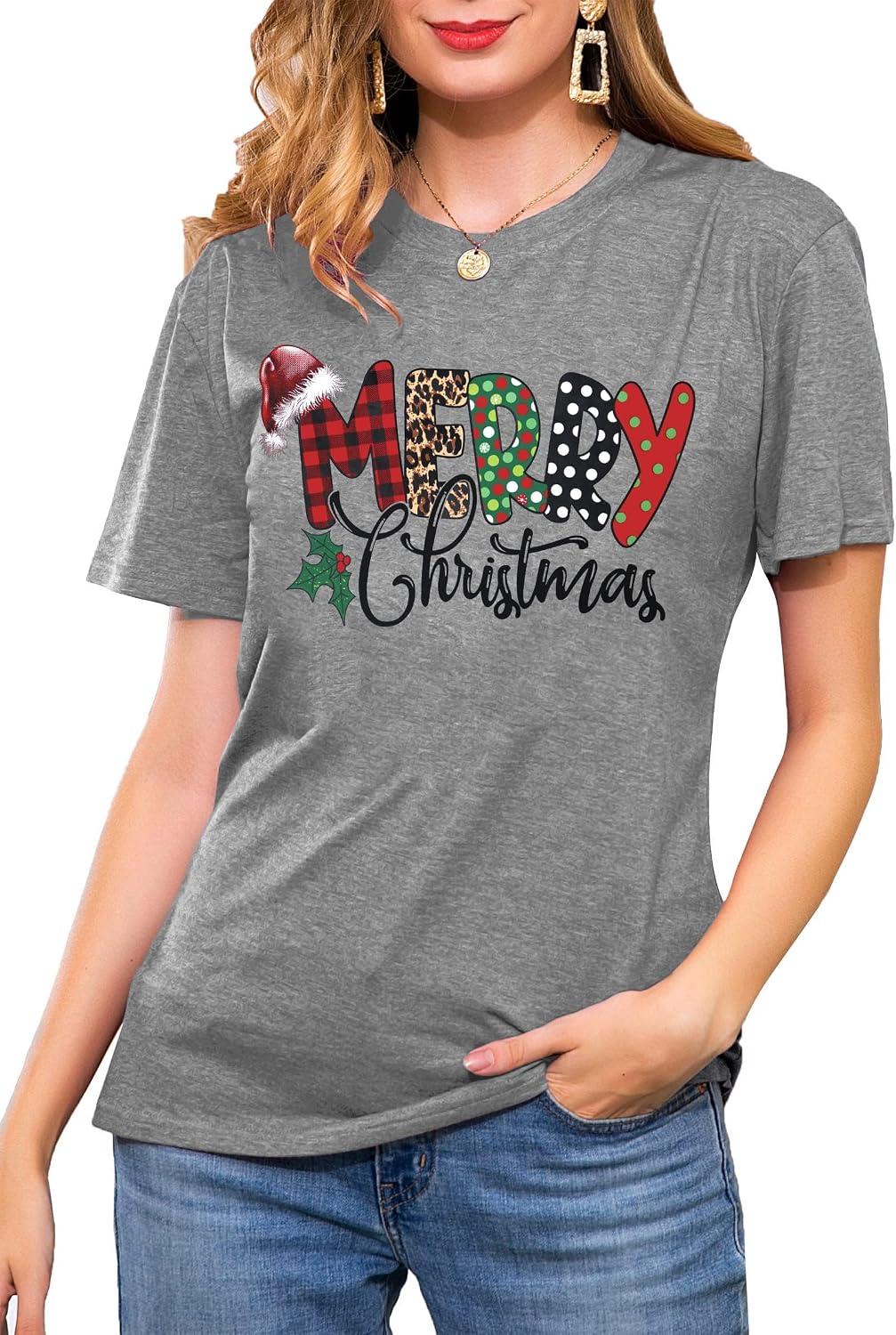 Weihnachtsbaum T-Shirt Für Damen Merry Christmas Bedruckte T-Shirts Kurzarm Holiday Tshirt Oberteile