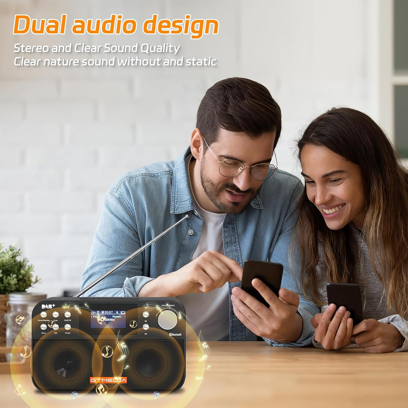 Radio with DAB+/FM,DAB Plus Digitalradio, Tragbares Klein Küchenradio mit Sleep-Timer,60 Voreingeste