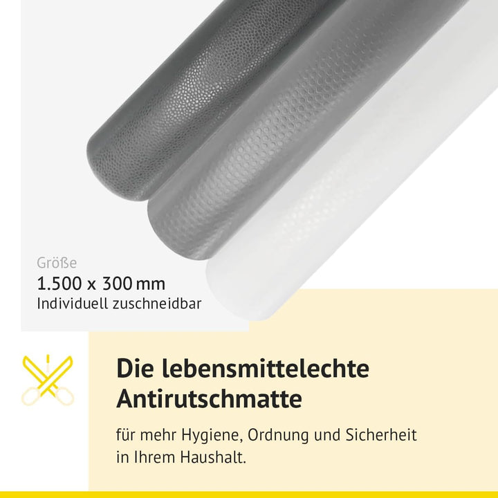 BLACK-CAT Foodmate Lichtgrau Antirutschmatte 1500×300 mm – lebensmittelecht, kältestabil bis −40 °C,