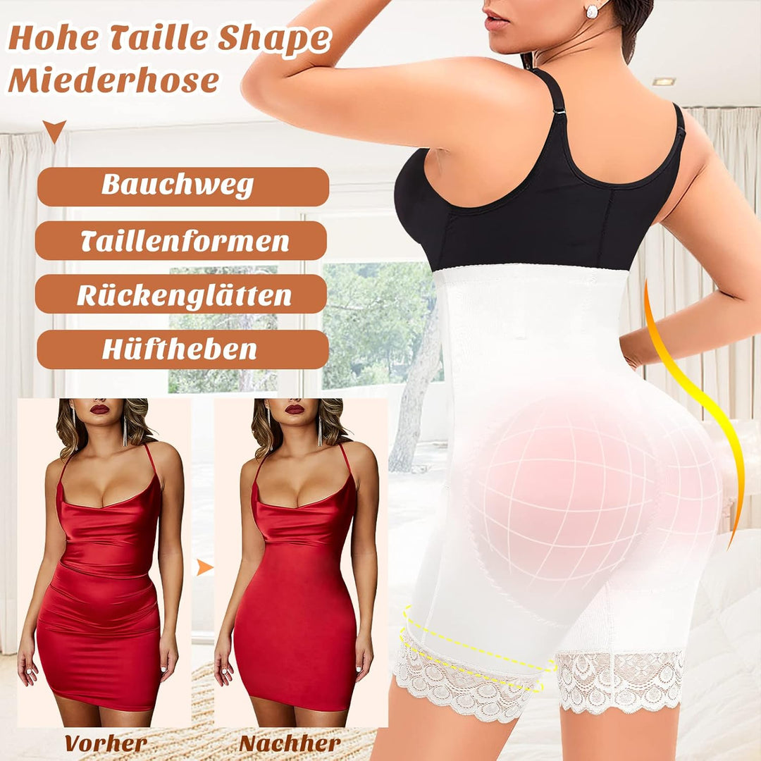 YARRCO Bauchweg Unterhose Damen Shapewear Spitze Miederhose Figurformende Unterwäsche Hohe Taille Mi