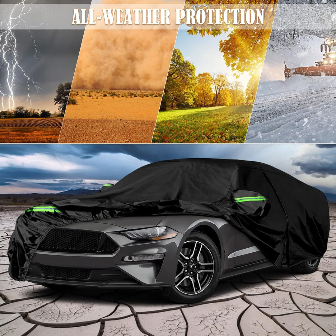 wasserdichte Autoabdeckung Kompatibel mit Ford Mustang 2005-2023, Allwetter Autoabdeckungen mit Reis