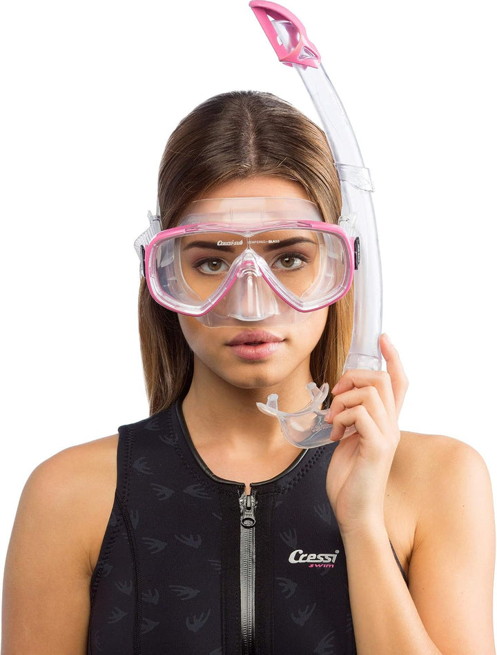 Cressi Unisex-Erwachsene Onda Mare Schnorchelset Tauchset Taucherbrille, Transparent/Rosa, Einheitsg