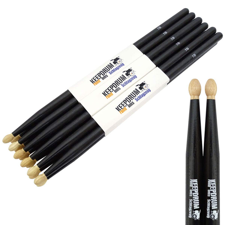keepdrum 5BB Black American Hickory Drumsticks Schwarz 6 Paar 6 Paar 5BB, 6 Paar 5BB