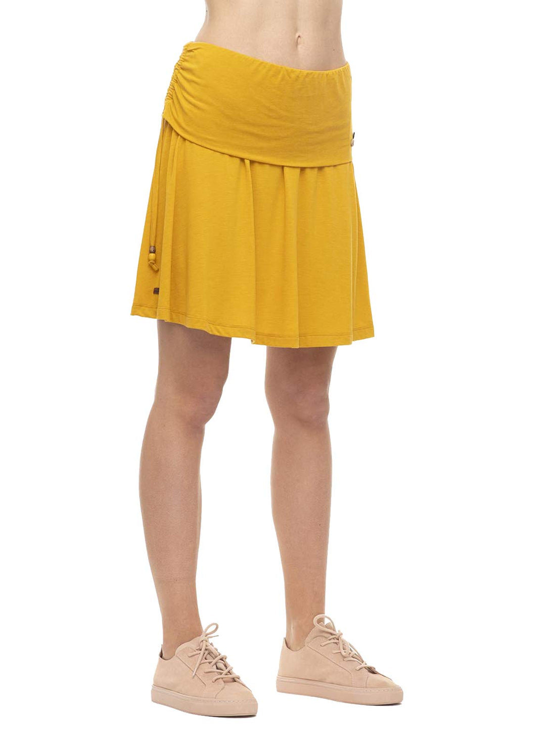 Ragwear VILLIA Damen,Rock,kurzer Sommerrock,Stoffrock,leicht,breiter Bund,vegan,Yellow,L