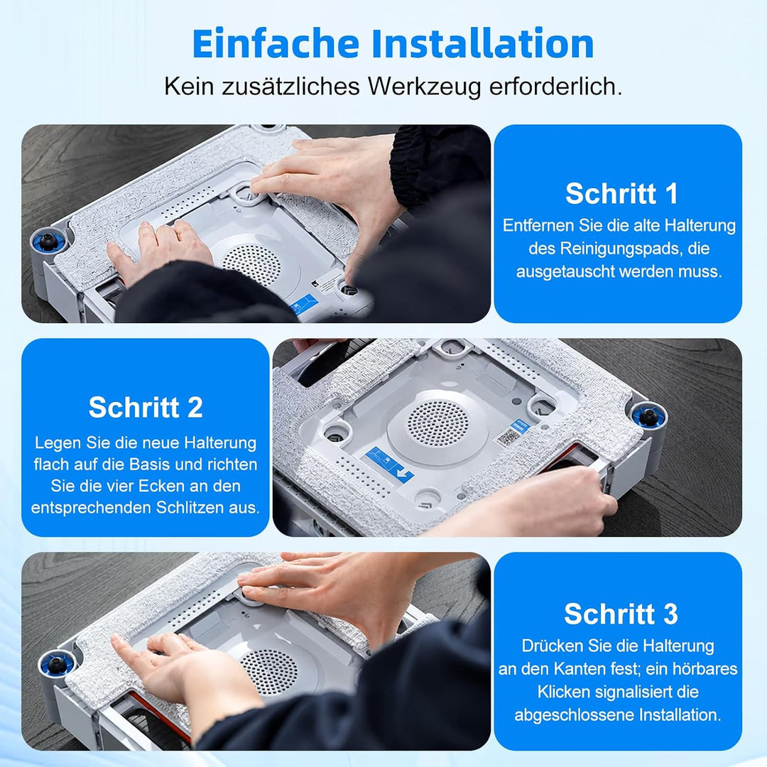 Reinigungspad-Halterung für Ecovacs Winbot W3 Omni Fensterputzroboter, 3er | Einfache Werkzeuglose M
