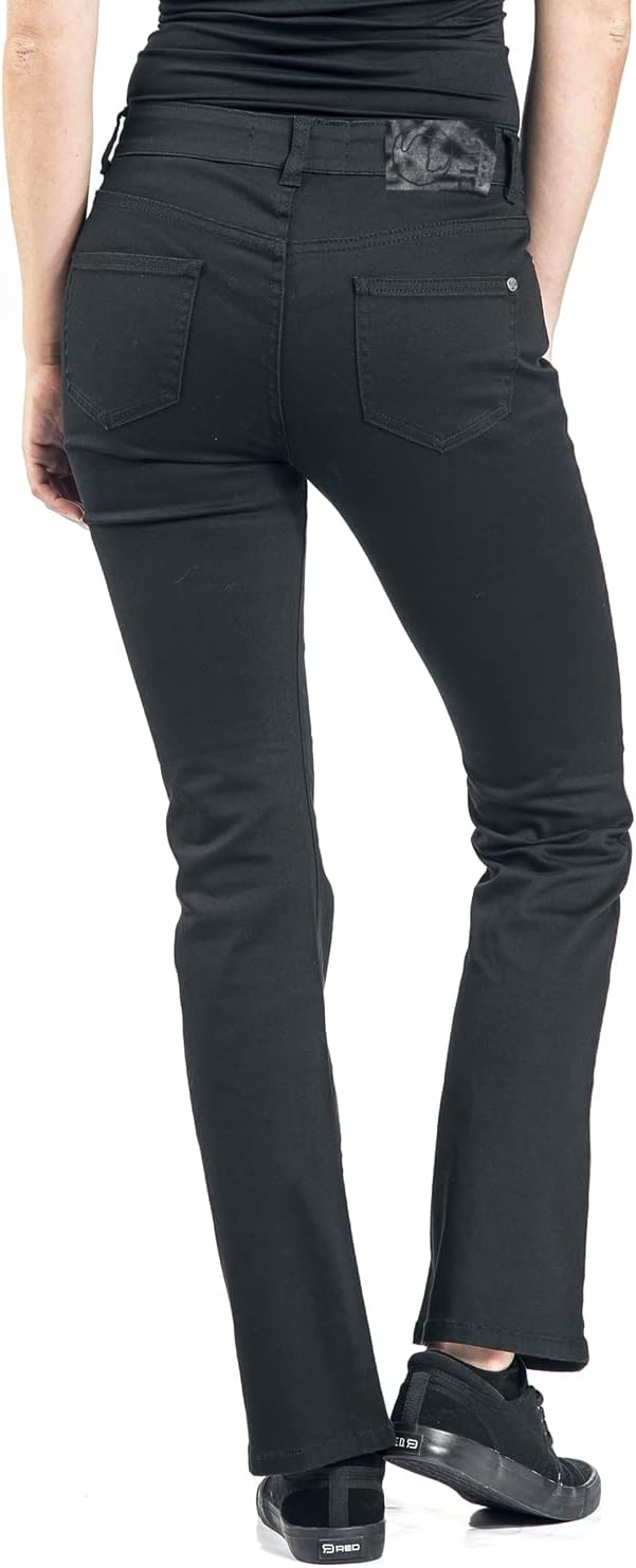 Black Premium by EMP Damen Schwarze Schlichte Basic Jeans mit Schlag aus festem Denimstoff M Schwarz