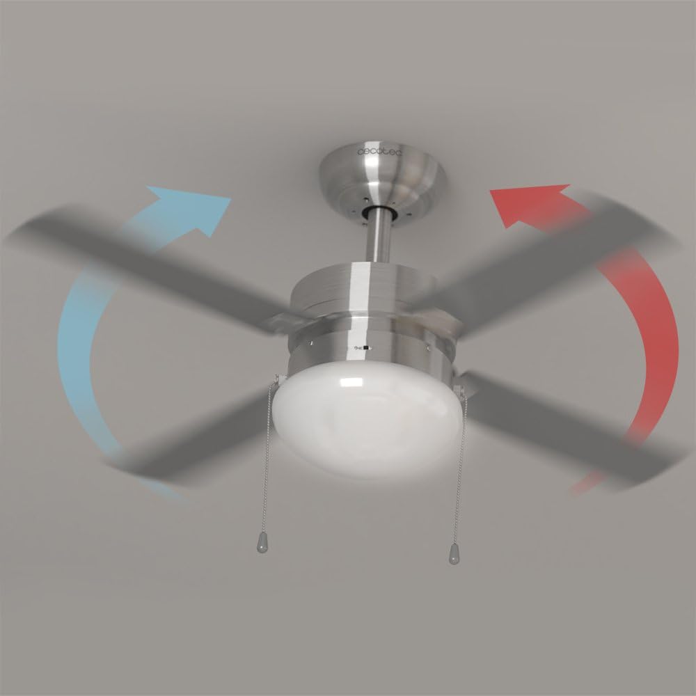 Cecotec Deckenventilator mit Licht EnergySilence Aero 450. 50 W, 4 Umkehrbare Flügel 42", Sommer- un