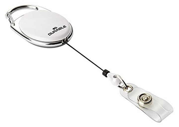 Durable Schlaufenclip Jojo Style (mit Metallclip und Druckknopfschlaufe) 10 Stück weiss, 832402, Wei